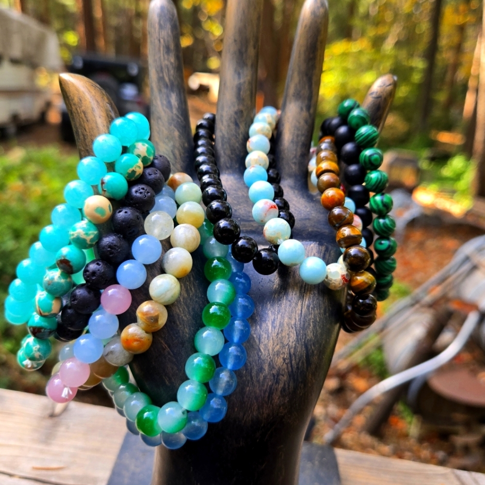 Natural handmade crystal gemstone stretch bracelets 1each